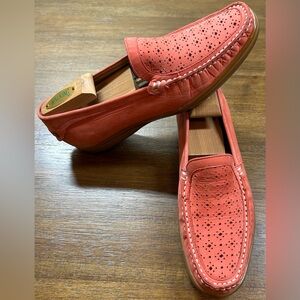 Sudini Loafers Women’s 7.5M Casual Slip On Shoes Red Leather Laser Cut Flats